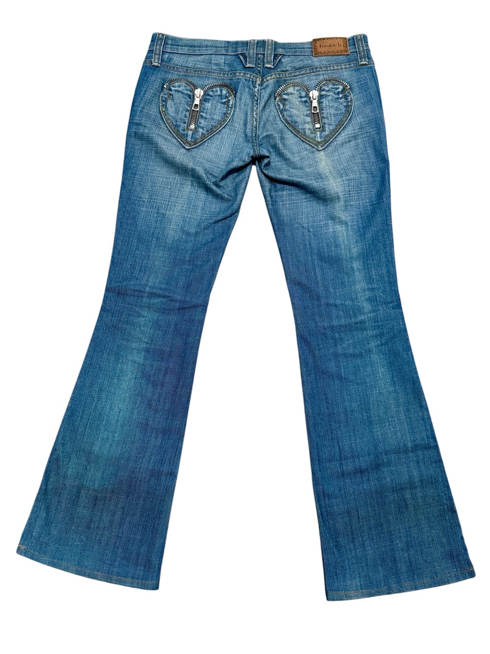 Rare Vintage Frankie B Heart Pocket Zipper Jeans Size 8 Bootcut Faded Wash